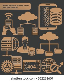 Database and network icon set,clean vector