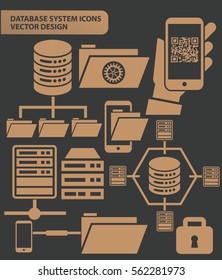 Database and network icon set,clean vector