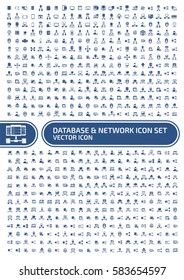 Database and network icon set,clean vector