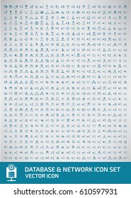 Database and network icon set,clean vector