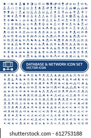 Database and network icon set,clean vector