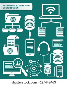 Database and network icon set,clean vector