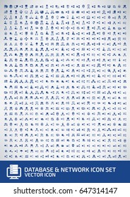 Database and network icon set,clean vector