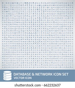 Database and network icon set,clean vector