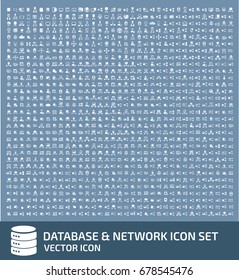 Database and network icon set,clean vector