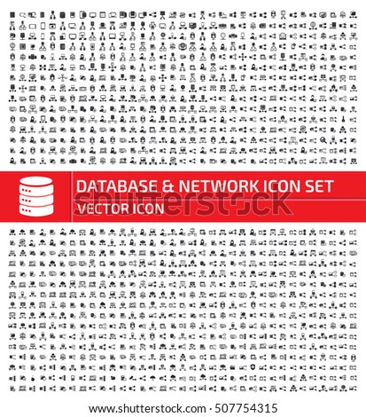 Database and network icon set,clean vector