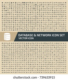 Database and network icon set,vector