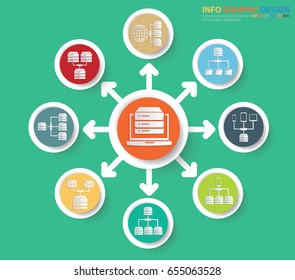 Database and network info graphic design,clean vector