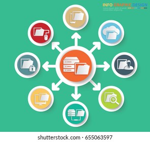 Database and network info graphic design,clean vector