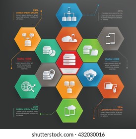 Database and network info graphic design,vector
