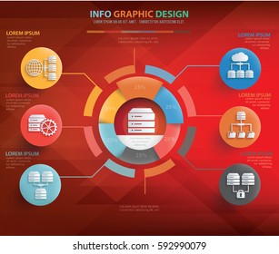 Database and network info graphics design,clean vector