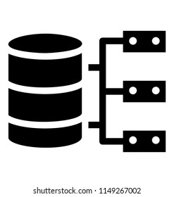 
Database in a network is shown for shared hosting icon 
