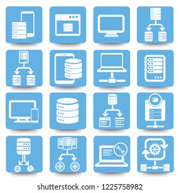 Database and network vector icon set