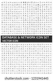 Database and network vector icon set