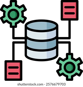 Database Networking Icon Lineal Color Vector Illustration