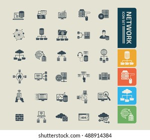
Database & Networking icon set,vector