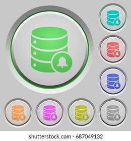 Database notifications color icons on sunk push buttons