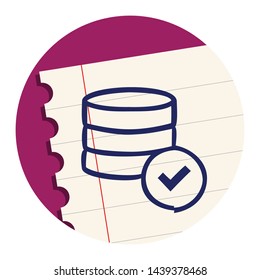 Database Ok. Hand Drawn Icon on a Notebook Sheet
