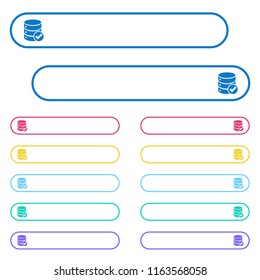 Database ok icons in rounded color menu buttons. Left and right side icon variations.