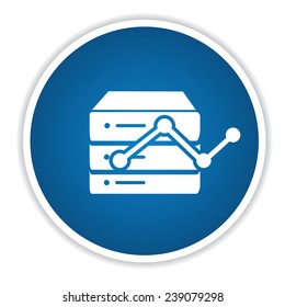 Database on blue button,clean vector