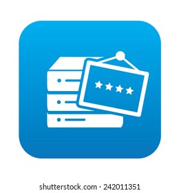 Database on blue button,clean vector