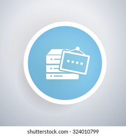 
Database on blue button,clean vector

