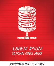 Database on red background,poster grunge design