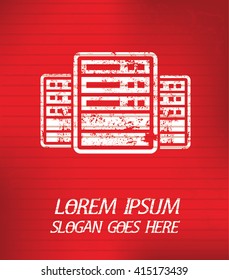 Database on red background,poster grunge design