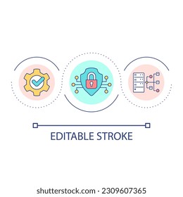 Database online security loop concept icon. Server for information storage. Cyberspace safety abstract idea thin line illustration. Isolated outline drawing. Editable stroke. Arial font used