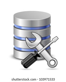 Database optimization and configuration concept. Vector Illustration