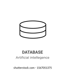Database outline vector icon. Thin line black database icon, flat vector simple element illustration from editable artificial intelligence concept isolated on white background