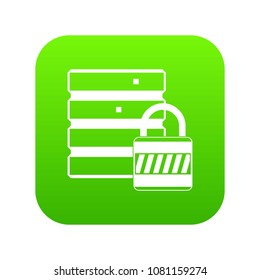 Database with padlock icon digital green for any design isolated on white vector illustration