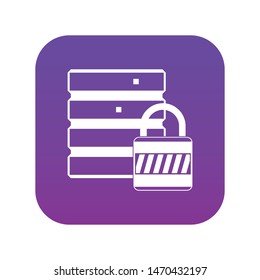 Database with padlock icon digital purple for any design isolated on white vector illustration