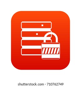 Database with padlock icon digital red for any design isolated on white vector illustration