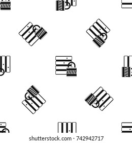 Database with padlock pattern repeat seamless in black color for any design. Vector geometric illustration