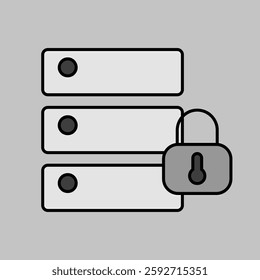 Database padlock vector grayscale icon. Security sign. Graph symbol for your web site design, logo, app, UI