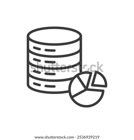 Database parts, in line design. Database, parts, storage, data, structure, tables, fields on white background vector. Database parts editable stroke icon