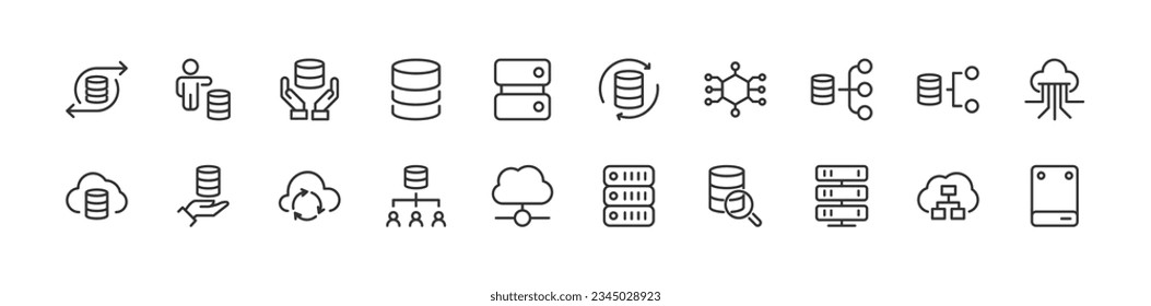 iconos de línea premium de base de datos. Paquete de objetos de esquema para diseño web y UIUX. Colección de iconos