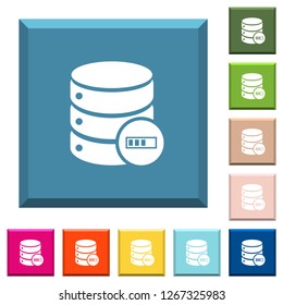 Database processing white icons on edged square buttons in various trendy colors