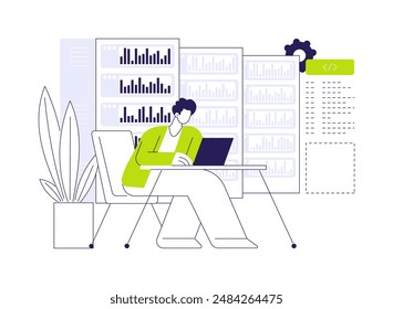 Database programming abstract concept vector illustration. Developer programming and coding database, IT company specialist, back end development, software engineering abstract metaphor.