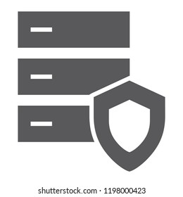 Database protection glyph icon, server and security, system sign, vector graphics, a solid pattern on a white background, eps 10.