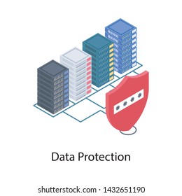 
Database protection icon in isometric 
