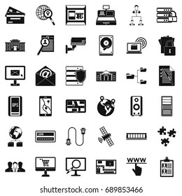 Database protection icons set. Simple style of 36 database protection vector icons for web isolated on white background