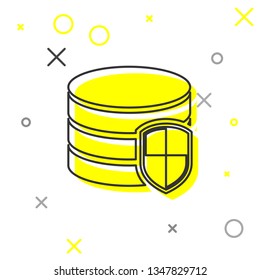 Database protection line icon isolated on white background. Secure database icon. Vector Illustration