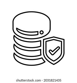 Database, protection, security outline icon. Line art design.