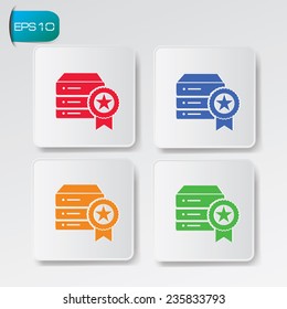 Database quality icons on buttons,clean vector