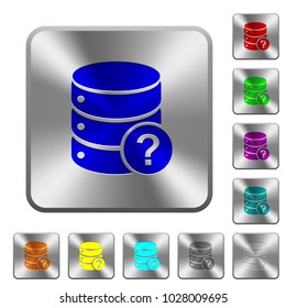Database query engraved icons on rounded square glossy steel buttons