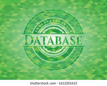 Database realistic green mosaic emblem. Vector Illustration. Detailed.