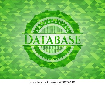 Database realistic green mosaic emblem
