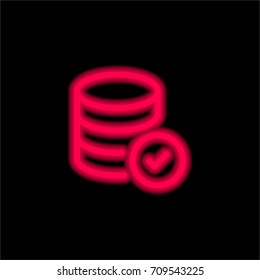 Database red glowing neon ui ux icon. Glowing sign logo vector